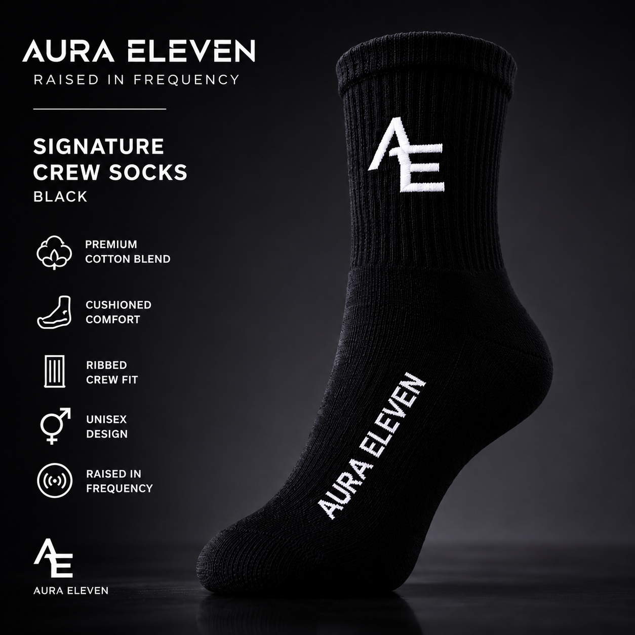Aura Eleven Signature Crew Socks