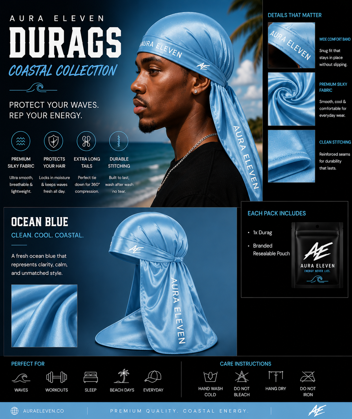 Aura Eleven Coastal Collection Durags